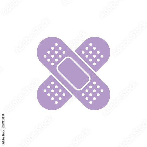 Purple band aid with white dots medical symbol