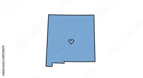 New Mexico state illustration with a heart, expressing the love for the location