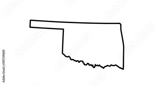 Oklahoma state outline for geographical studies and design resources over plain backdrop