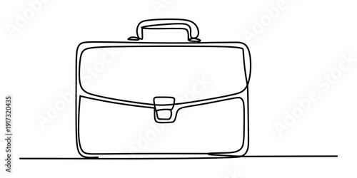 Continuous one line drawing of a professional business briefcase with handle and latch. Vector, illustration