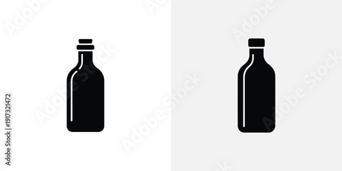 Two black bottles on white background silhouettes dark