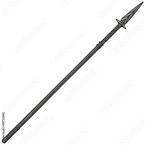 Traditional spear with pointed tip and decorative handle