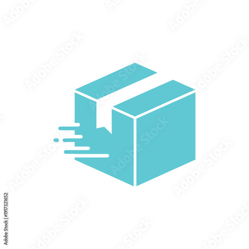 Teal package with motion lines cyan