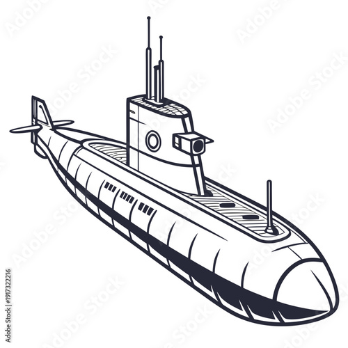 Navy submarine with conning tower and periscope vessel 3