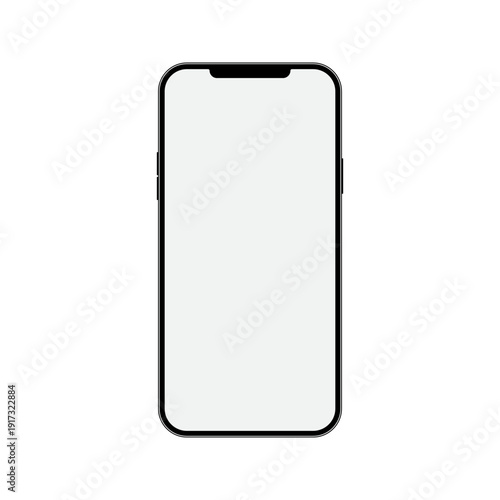 Smartphone with blank screen icon. Mobile phone mockup illustration. Cellphone with frameless symbol