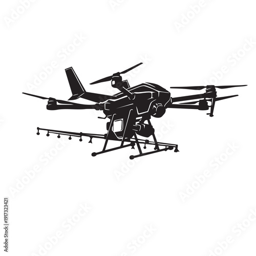 Agricultural Drone Precision Spraying Solution Modern Technology for Farm Crop Treatment Smart Farming Innovation Vector