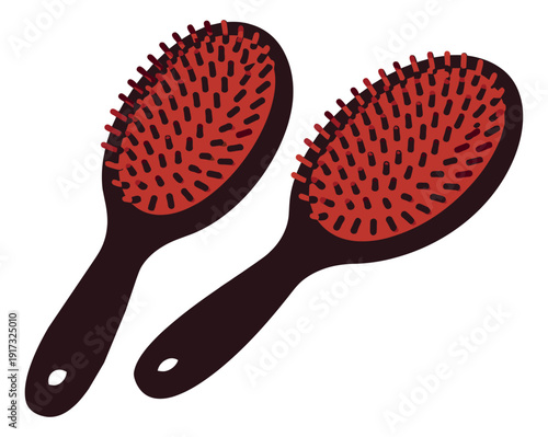 Flat style hair brush set featuring two oval paddle brushes for hair care