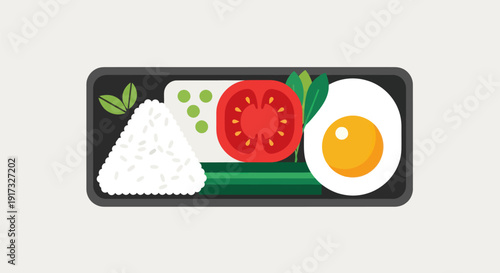 Healthy meal bento box illustration