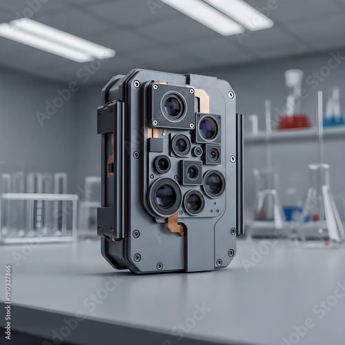 Futuristic Smartphone Camera Module Prototype In Technology Lab
