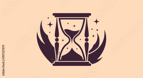 Hourglass illustration with star elements