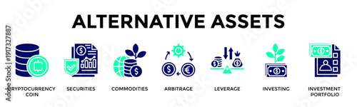 Alternative Assets Banner Web Icon Vector Illustration Concept For Explore Modern Assets To Diversify Investment Opportunities