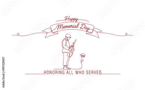 Memorial Day tribute. Wishing you a joyful Memorial Day! A banner to recognize everyone who served this Memorial Day. Typography style. Vector illustration.