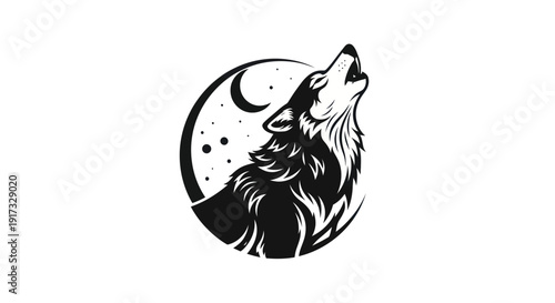 Howling wolf silhouette emblem design