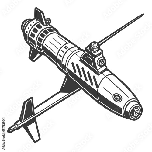 Of a submarine launched guided missile with transparent background