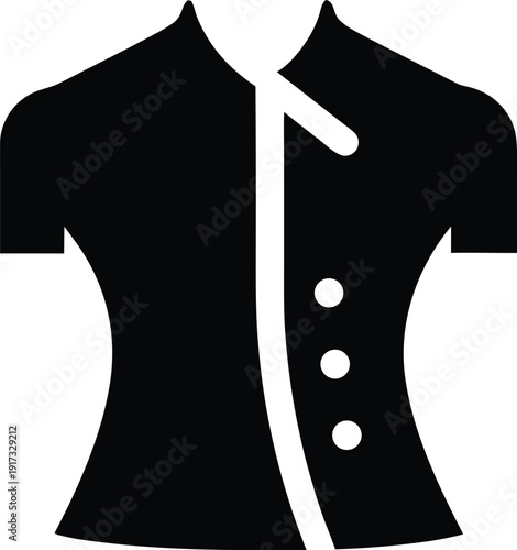 side snap blouse easy dressing silhouette vector illustration on transparent background
