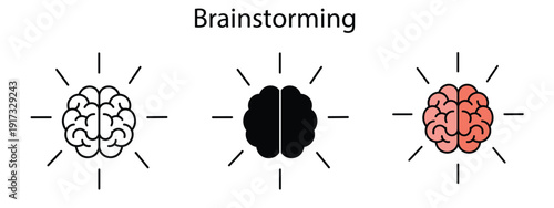 Brainstorming Icon Set for Creative Thinking and Team Innovation