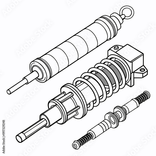 Shock absorbers with coil springs and mounting hardware