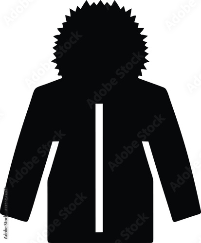 parka with fur trim hood silhouette vector illustration on transparent background
