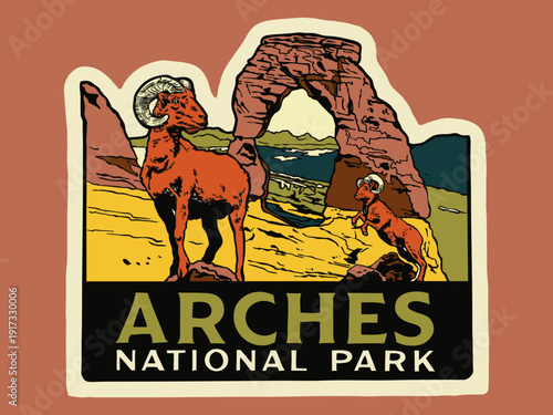 Arches National Park Vintage Badge Illustration