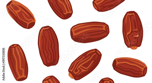 Sweet dried dates fruit seamless pattern vector illustration