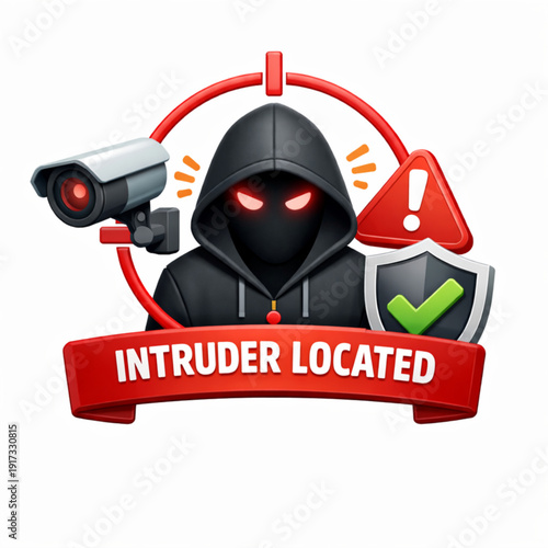 Intruder Located: Cybersecurity Surveillance and Detection Icon
