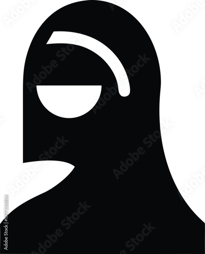 hijab with niqab partial face cover silhouette vector illustration on transparent background