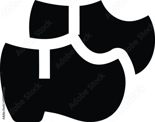 dutch clogs silhouette vector illustration on transparent background