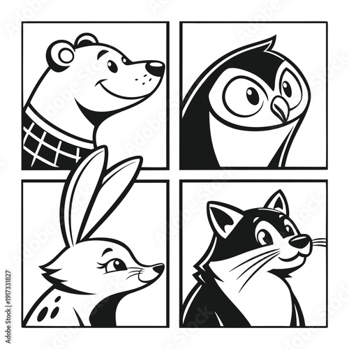 Set of 4 animal icons vector