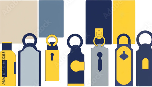 flat illustration of six digital security padlock icons arranged in a clean grid layout, modern cybersecurity theme