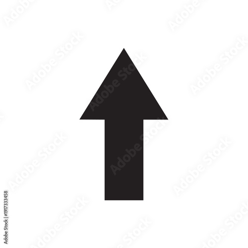 Up Arrow Directional Pointer Black Icon Simple Basic Navigation Symbol Growth Progress Element Vector Flat Design Illustration Indicator Sign