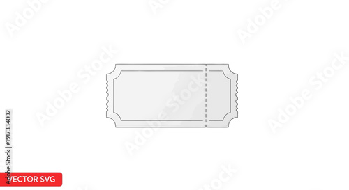 Blank White Ticket Stub with Perforated Edge - Vector Graphic
