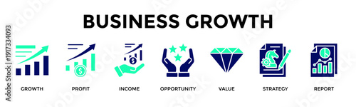 Business Growth Banner Web Icon Vector Illustration Concept For Accelerate Expansion With Strategic Planning And Financial Insight