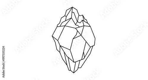 Black and White Crystal Illustration.