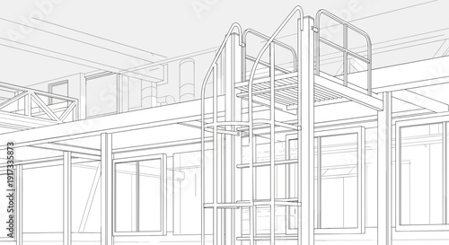 Detailed Architectural Blueprint of Building Interior.