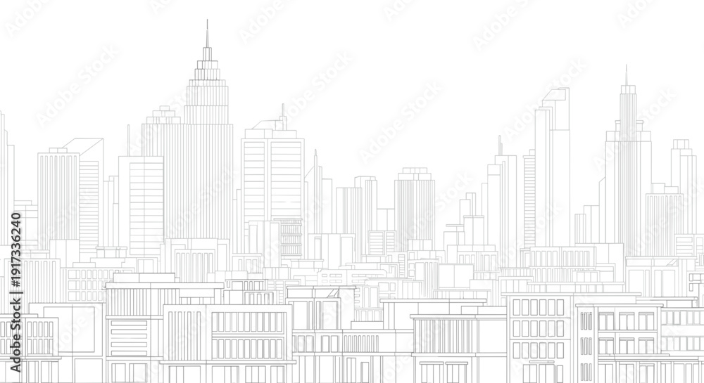 Fototapeta premium New York City Skyline Silhouette Illustration.