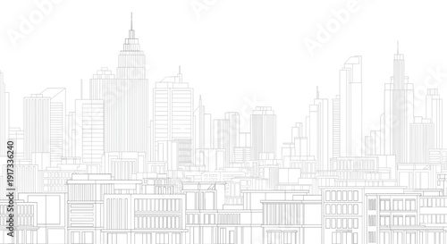 New York City Skyline Silhouette Illustration.