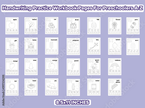 Handwriting Practice Workbook Pages for Preschoolers A-Z
