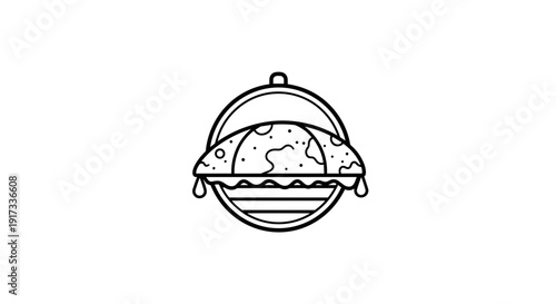 Simple Line Drawing of Barbecue Grill.