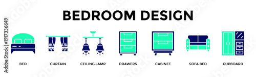 Bedroom Design Banner Web Icon Vector Illustration Concept For Create A Comfortable Bedroom With Smart Storage And Warm Lighting