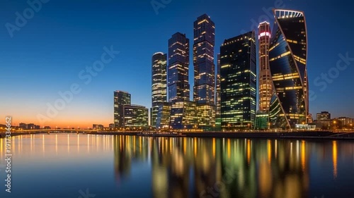 skyscrapers at night