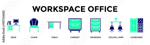 Workspace Office Banner Web Icon Vector Illustration Concept For Design An Efficient Workspace That Boosts Focus And Productivity