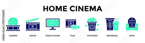 Home Cinema Banner Web Icon Vector Illustration Concept For Build A Cozy Entertainment Zone For Immersive Movie Nights