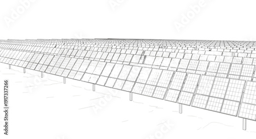 Solar Panels Array on White Background.