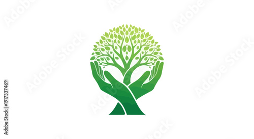 Hands Holding Tree of Life: Environmental Protection Concept