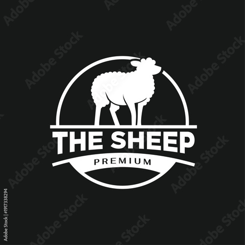 White Sheep Silhouette Logo with 'The Sheep Premium' Text on Black Background