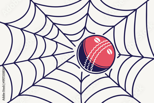 Football ball trapped on cobweb dramatic concept sports illustration.