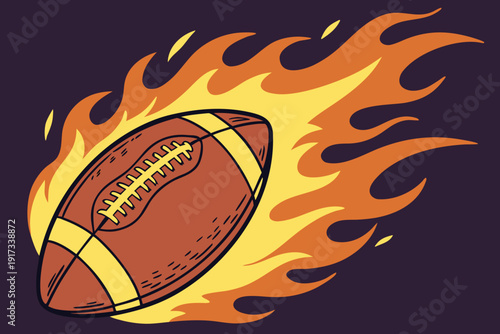 Burning football with flames intense competition sports illustration.