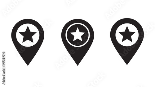 Star Location Pin Icon Strip Representing Map Markers Points of Interest and Local Business Listings