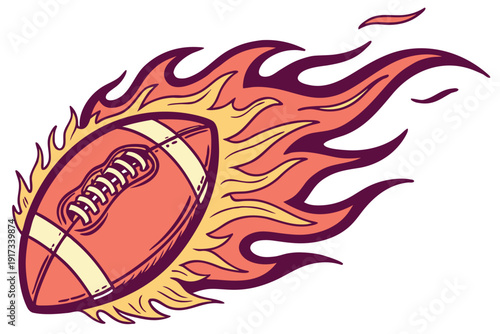 Flaming football dynamic sports fire energy illustration.