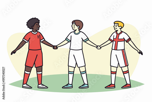 Flat modern vector of diverse national team player concept illustration.